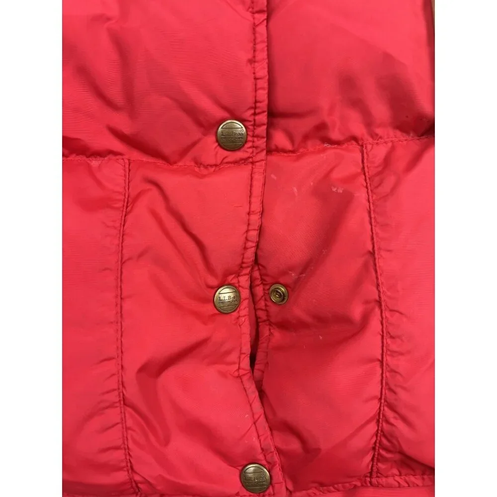 Vintage LL Bean Vest Mens Small Red Nylon Puffer Snap Front Outdoor Hiking‎